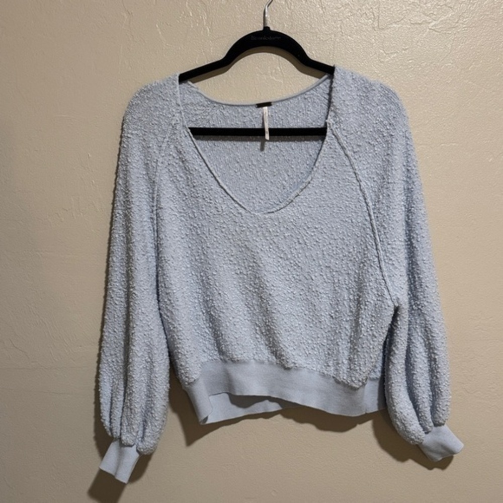 Free People Light Blue Scoop Neck Sweater